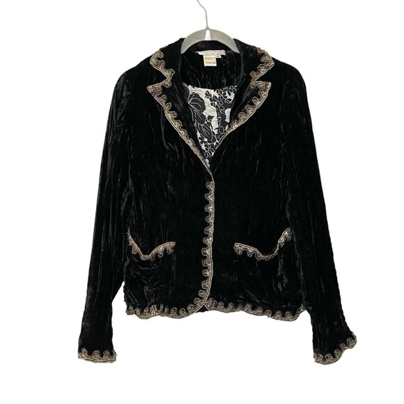 Vintage Alberto Makali Jacket Crinkle Velvet Whimsigoth Fairy Witchy Black Sz S - Picture 1 of 6